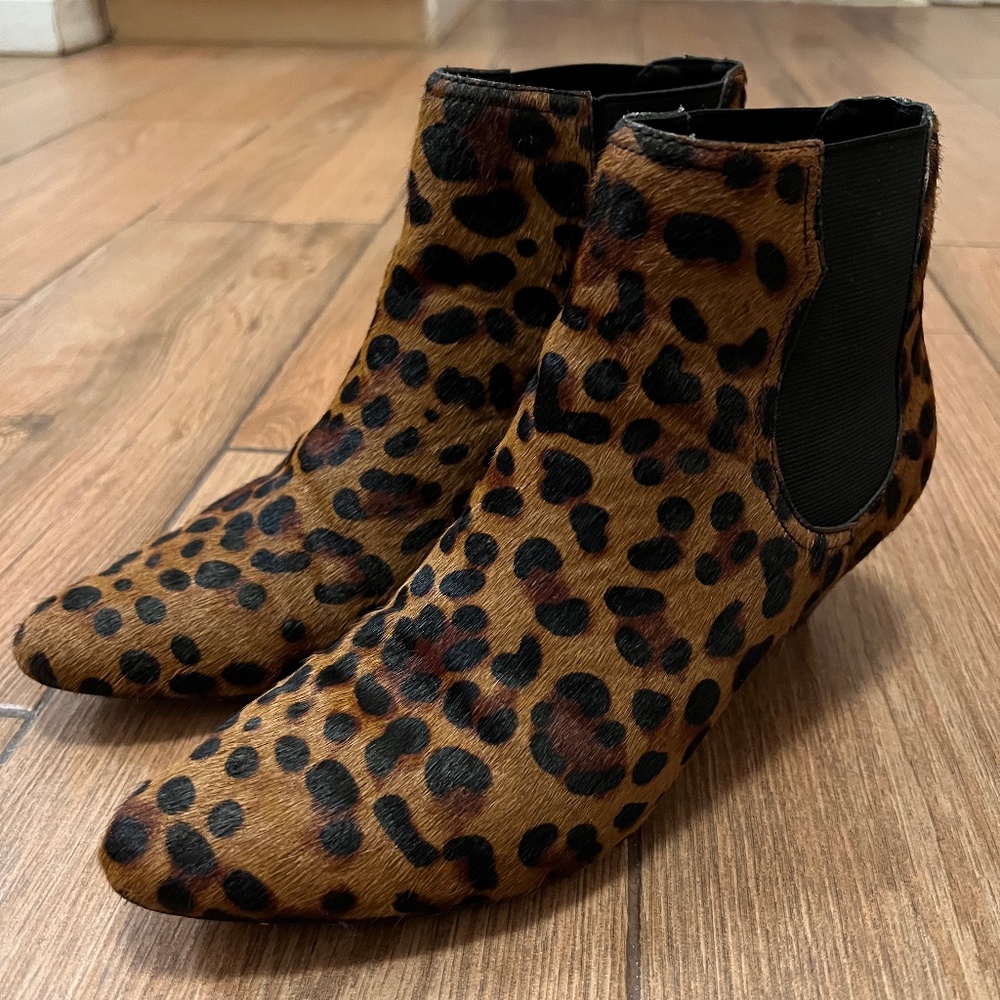 Joie Leopard FX hair kitten heel bootie